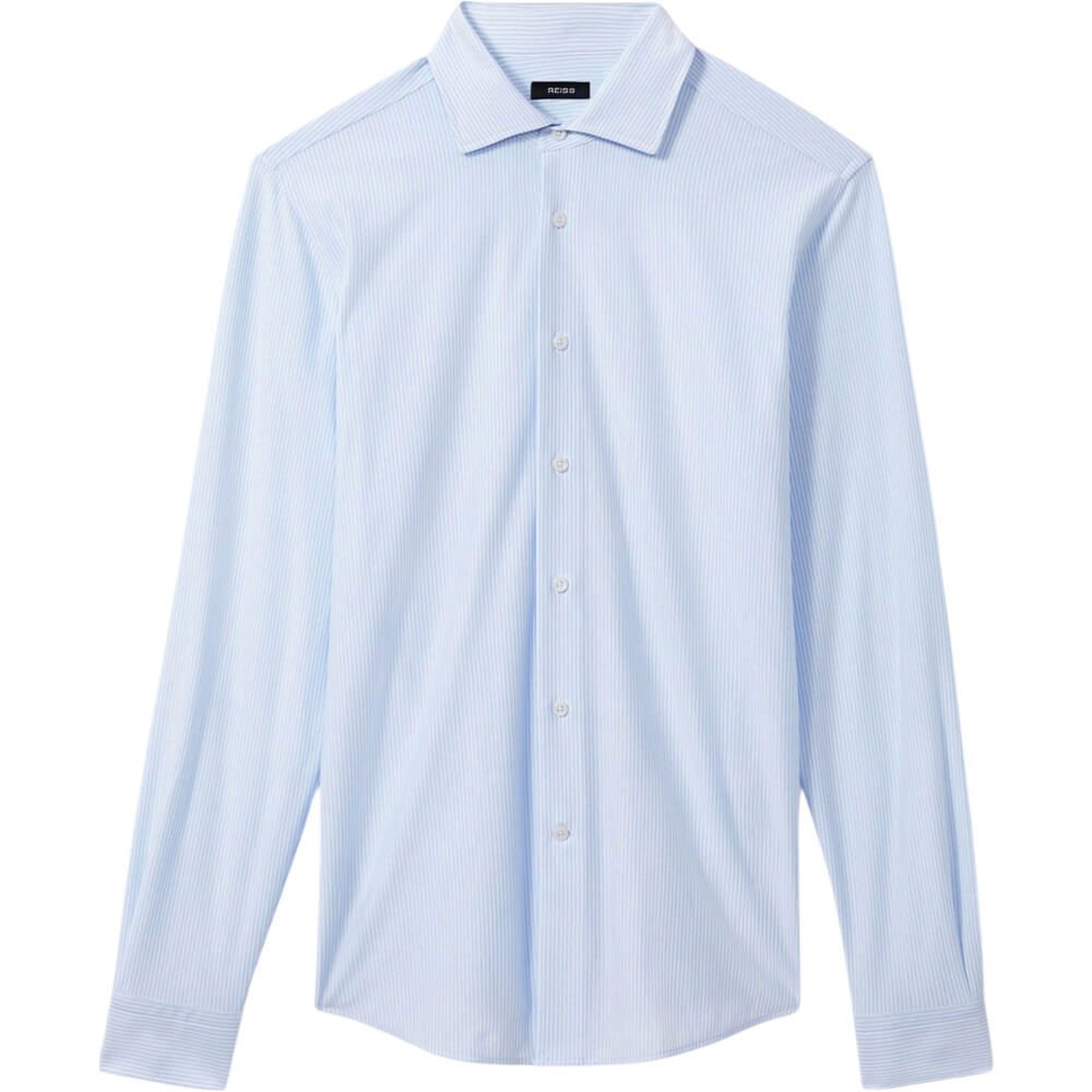 REISS VALDO Cotton Blend Cutaway Collar Striped Shirt